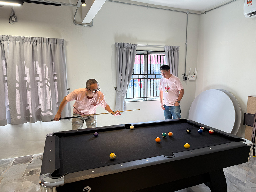 Ben & Jerry chilling at the pool table